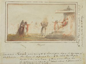 Phryne (wc, pastel, blyant med pen og blæk på papir) af English School